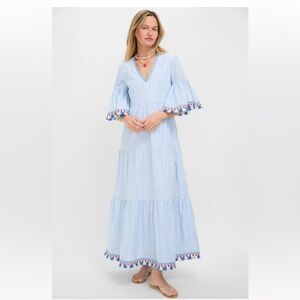 Tuckernuck Chambray Stripe Fringe Ginger Dress - XXL